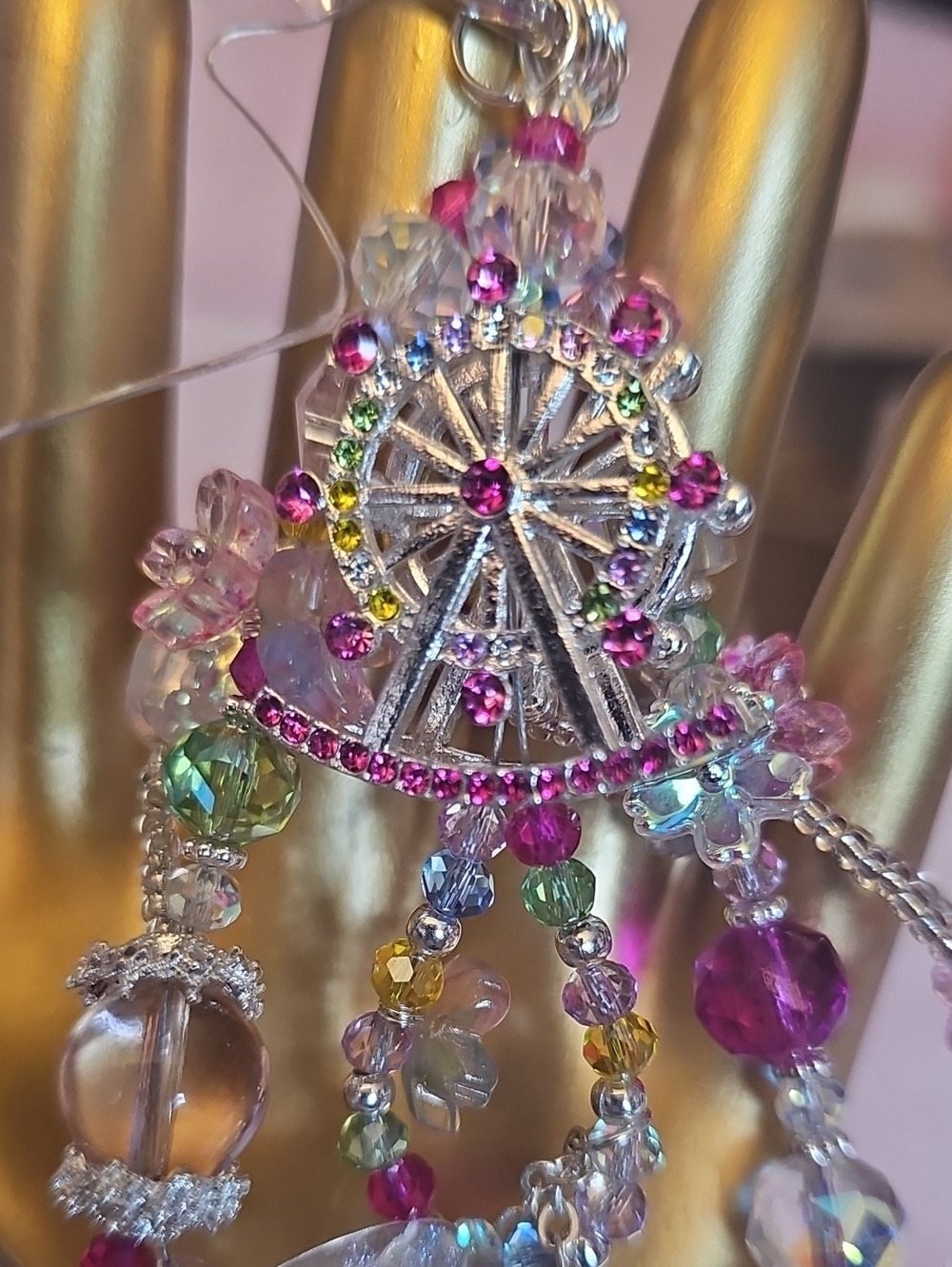 CHARMS: Colorful Beaded Ferris Wheel Phone Charm - Picture 1 of 4